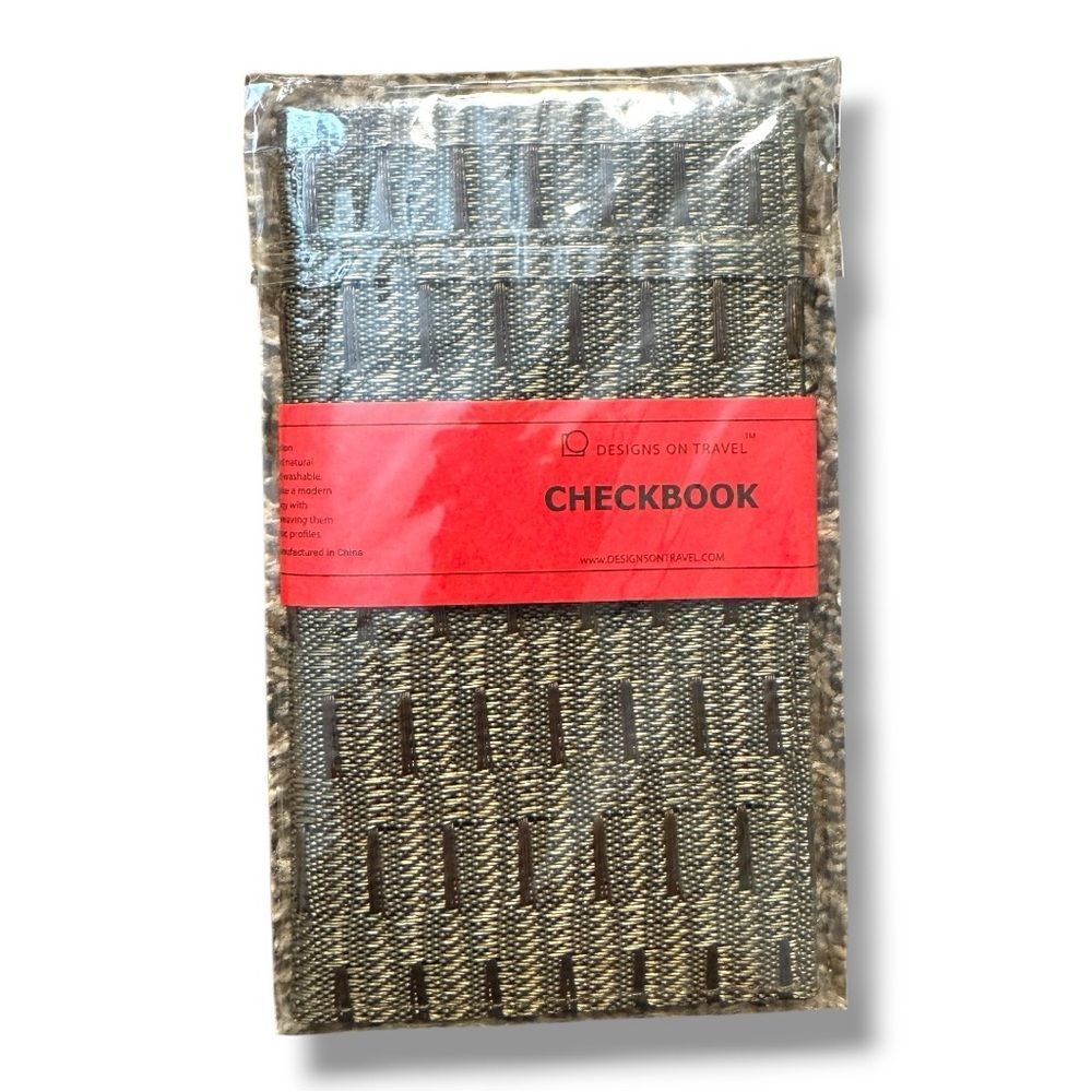 NWT Alan Stuart Brown and Black Checkbook Cover